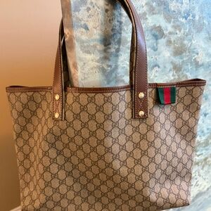 Gucci Brown and Green Tote Bag